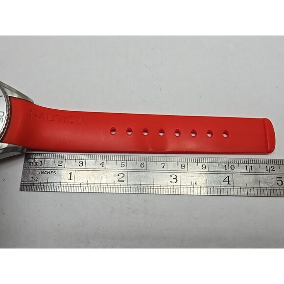 Mens Nautica N83 Finn World Watch 44mm Red Silicone Gray Quartz New Battery 50m - Picture 8 of 10